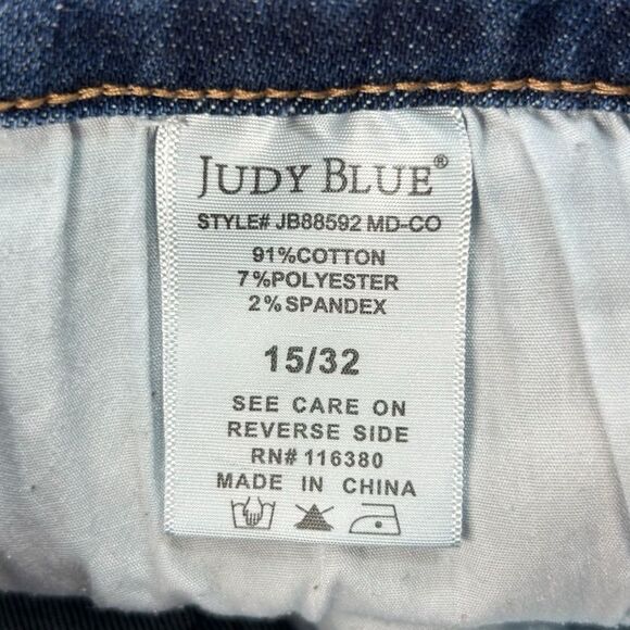 Judy Blue Women's Crop Wide Leg Jeans Blue Size 15 / 32 Mid Rise Stretch Denim - Picture 5 of 8
